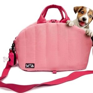 Pink Pet Carrier Bag And Travel Bed For Dogs Up To 25#